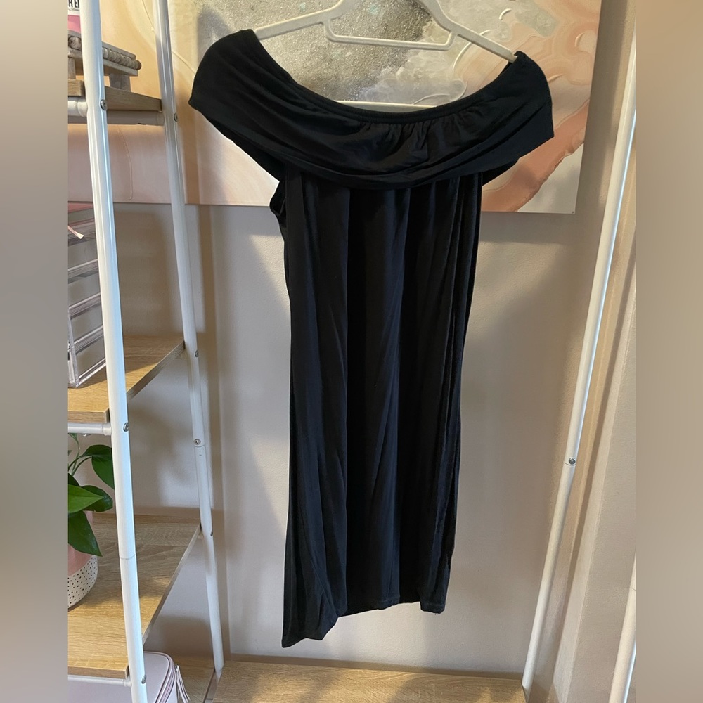 Off The Shoulder Black Bodycon Mini Dress